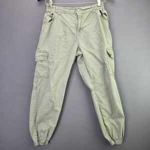 Y&F Cargo Jogger Pants Youth 12-13 Sage Green Cotton Utility Elastic Waist